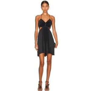 A.L.C. Ari Pleated Open Back Dress in Black Size 8 NWT